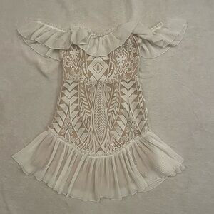 Selfie White and Cream Ruffled Dress